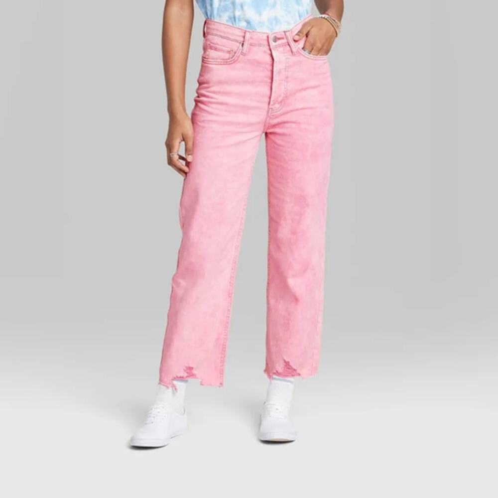 Wild Fable Highest Rise Straight Leg Jeans Acid Wash Pink Size 0